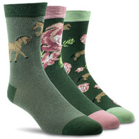 Ariat Womens Charm Crew Socks (10043949) Floral Horse One Size [SD]