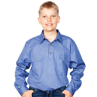 Just Country Boys Lachlan Half Button Work Shirt (30303) Blue