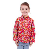 Hard Slog Childrens Mirabel 1/2 Placket L/S Shirt (H3S7101166) Red [SD]