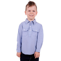 Hard Slog Childrens Jackson 1/2 Placket L/S Shirt (H3S7101182) Blue [SD]