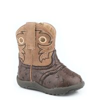 Roper Infant Cowbaby Daniel Western Boots (16224214) Brown Ostrich/Tan [SD]