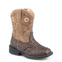 Roper Toddler Cowbaby Daniel Western Boots (17224214) Brown Ostrich/Tan [SD]