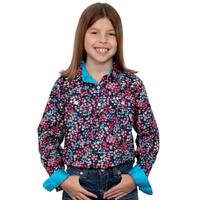 Just Country Girls Harper Half Button Print Shirt (GWLS2253) Navy Floral [GD]