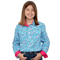 Just Country Girls Harper Half Button Print Shirt (GWLS2266) White Paisley [GD]