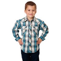 Roper Boys West Made Collection L/S Shirt (30062753) Plaid Green [SD]