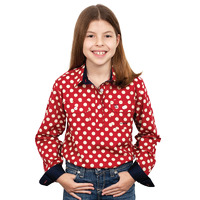 Just Country Girls Harper Half Button Print Shirt (GWLS2333) Crimson Spots [GD]