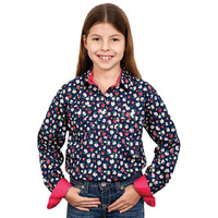 Just Country Girls Harper Half Button Print Shirt (GWLS2336) Navy Floral [SD]