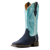 Ariat Womens Round Up Ruidoso Boots (10051062) Midnight in Marfa Roughout/Coastal Blue