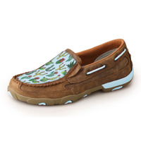 Twisted X Womens Cactus Flower Slip-On Moccasins (TCWDMS026) Bomber/Pale Blue [SD]