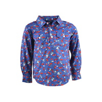 Hard Slog Childrens Drew Half Button L/S Shirt (H2S7101070) Blue [SD]