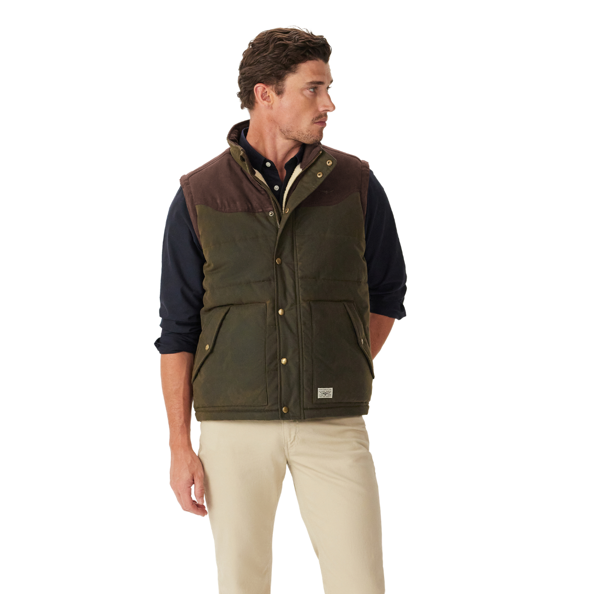 R.M.Williams Mens Yambulla Waxed Vest (JV233WA01) Dark Khaki