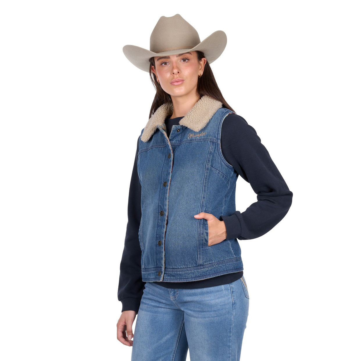 Wrangler Womens Dixie Reversible Vest (X6W2602570) Denim/Multi