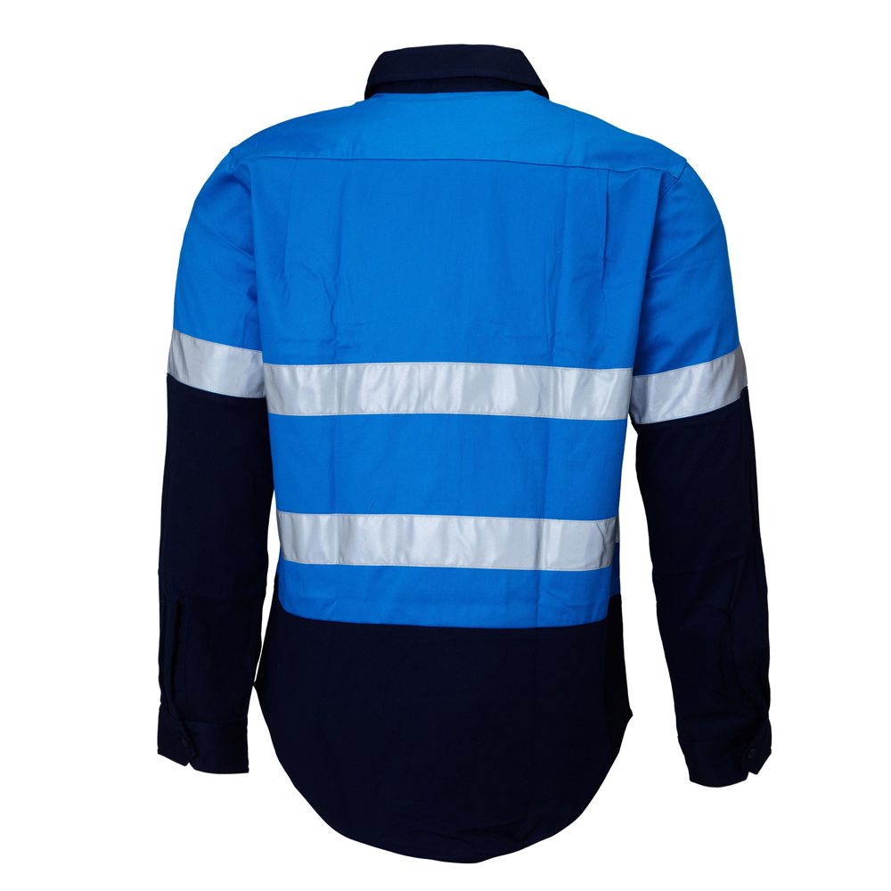 Ritemate Adults Hi Vis Open Front Shirt with Tape (RM1050R) Blue/Navy