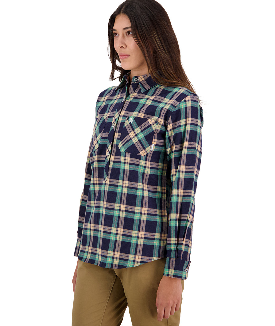 Buy Swanndri Womens Egmont Half Button Shirt, Twin Pack (SE18225W) Fern ...