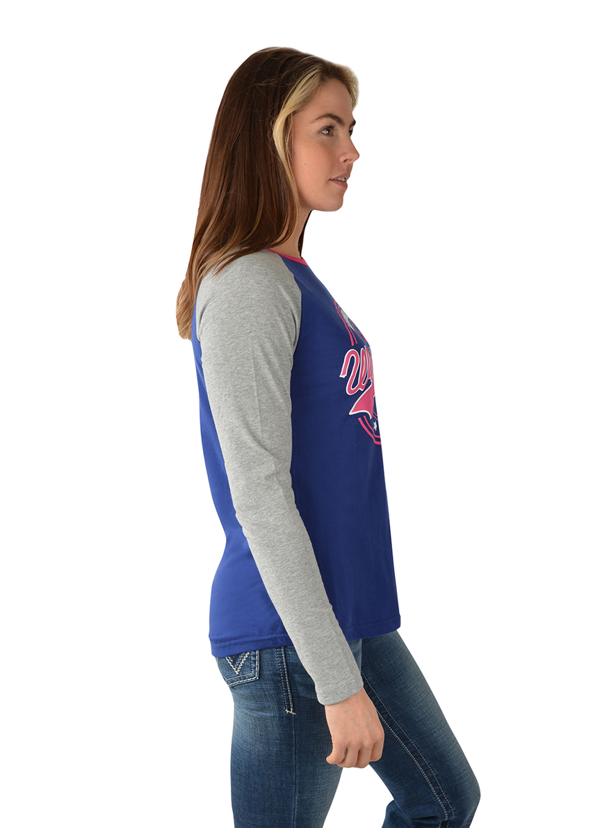 Buy Wrangler Womens Sierra L/S Baseball Raglan Tee (X3W2517953) Blue