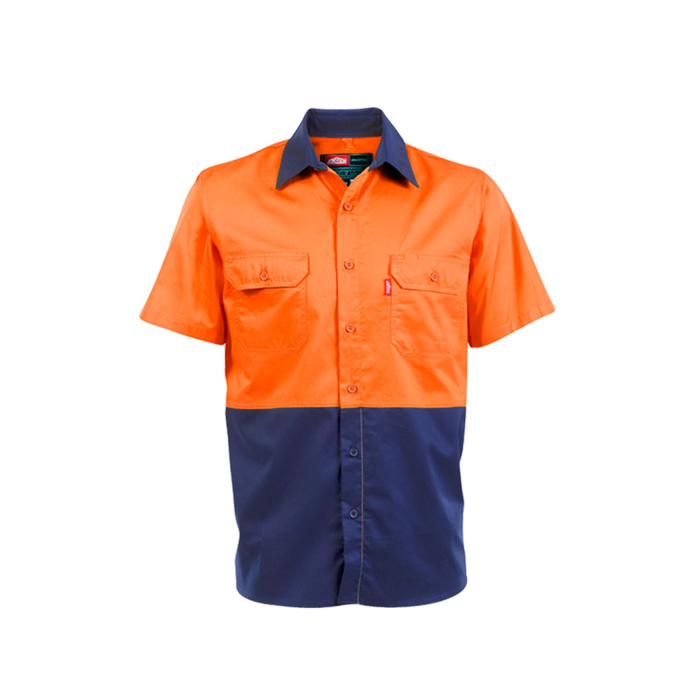 Buy Jonsson Mens Air Hi Vis Vented S/S Work Shirt (G1024) Orange/Navy