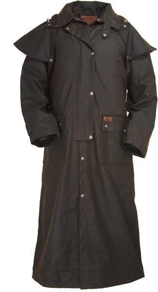 Outback Trading Mens Full Length Oilskin Duster Coat (2052) Brown