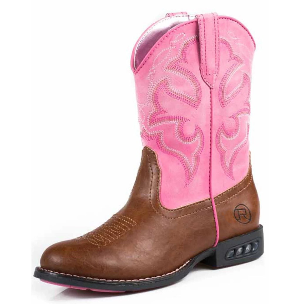 Buy Roper Childrens Lightning Western Boots (18201234) Tan/Pink Online ...