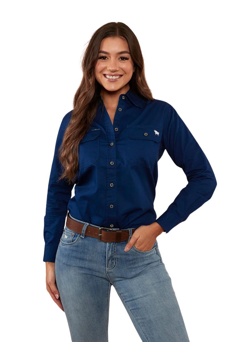 Ringers Western Womens Black Button Down Work Shirt Ringers