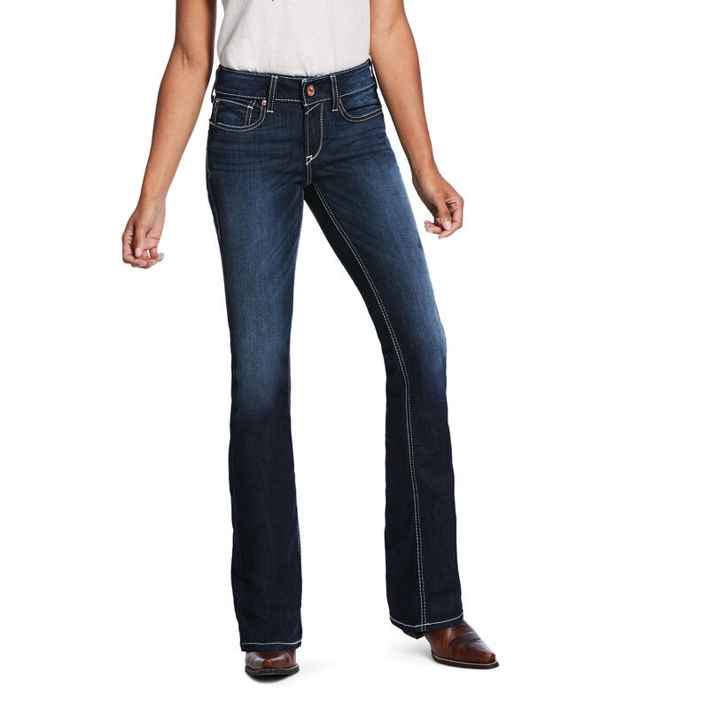Ariat Womens R.E.A.L. Perfect Rise Bootcut Jeans (10032032) Ella Satin ...