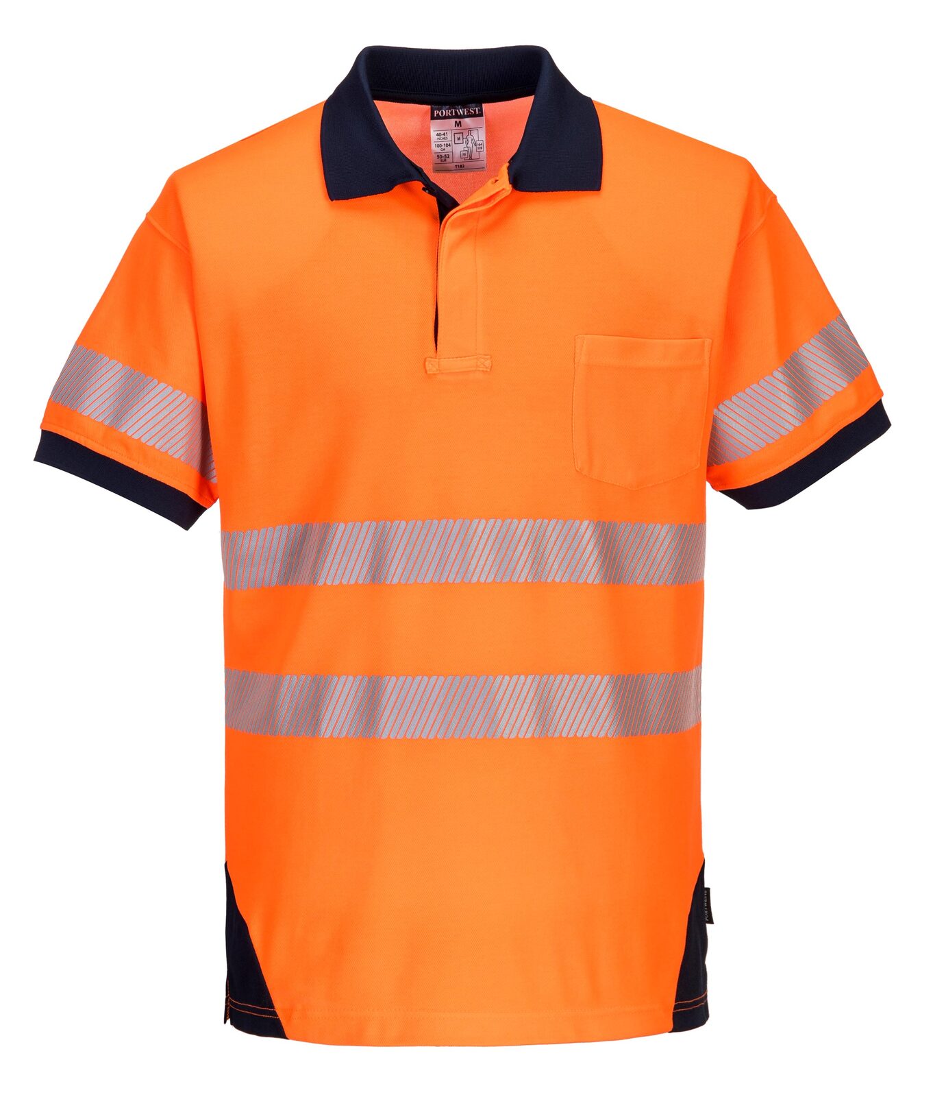 Buy Portwest Mens PW3 HiVis S/S Polo Shirt (T182) Orange/Navy [GD