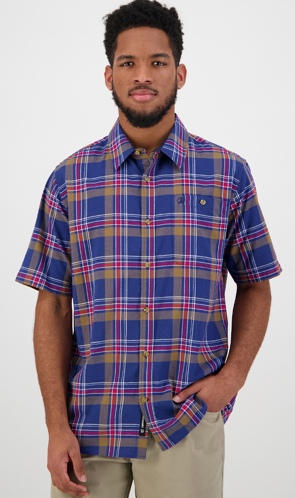 Buy Swanndri Mens Oak Bluffs S/S Shirt (SS212232M) Blue/Red [SD] Online ...