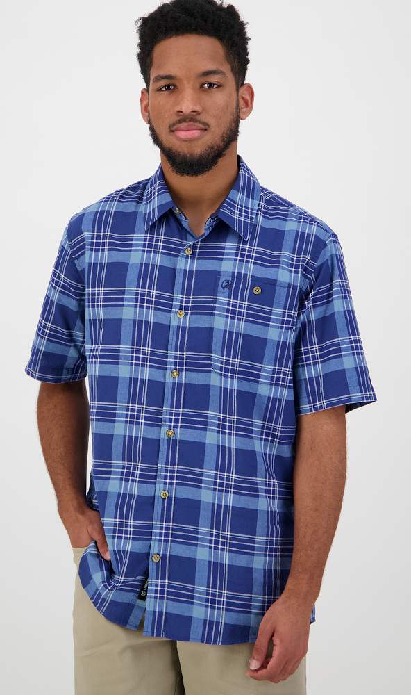 Buy Swanndri Mens Oak Bluffs S/S Shirt (SS212232M) Blue/Aqua [SD ...