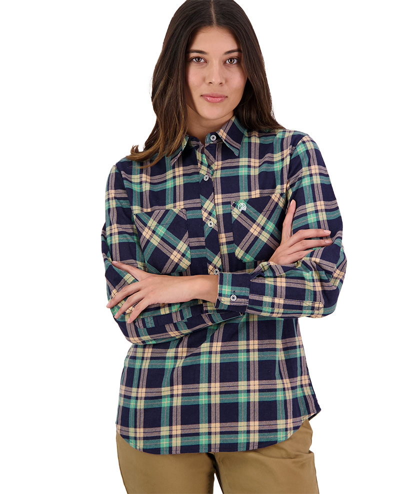 Buy Swanndri Womens Egmont Half Button Shirt, Twin Pack (SE18225W) Fern ...