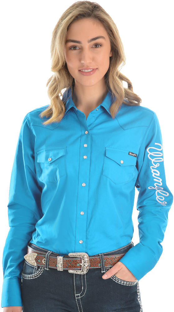 Wrangler Womens Logo L/S Drill Shirt (XCP2127020)