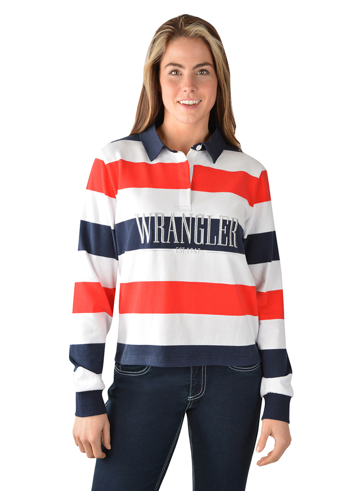 Buy Wrangler Womens Charlotte Fashion Rugby (X3W2577940) Navy/Red/White ...