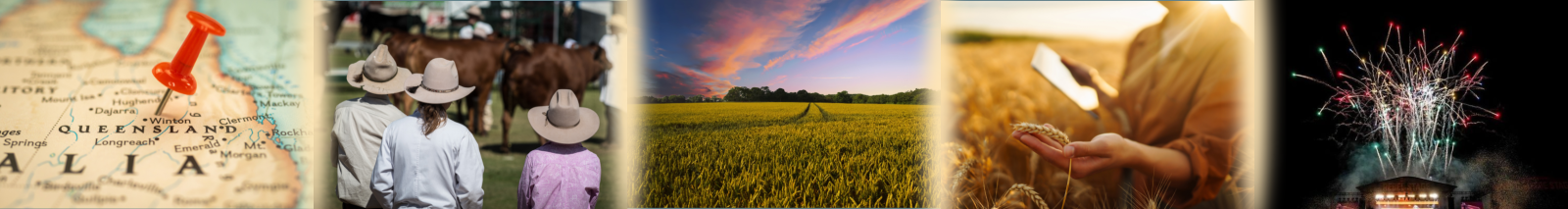 Collage of Queensland agriculture and Music events highlights