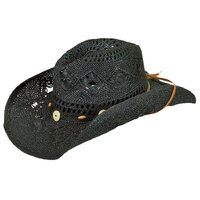 Jacaru Cowboy Hat with Button & Beads (1566) Black OSFM