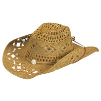 Jacaru Cowboy Hat with Button & Beads (1566) Natural OSFM