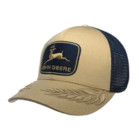 John Deere JD Twill/Mesh with 3D Logo Cap (13080727NV00) Wheat/Navy OSFM 