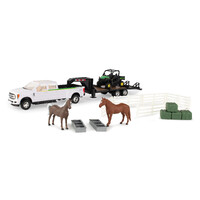 John Deere Childrens 1:32 Ford Pickup With Gator on Trailer and Horses & Yards (47433)