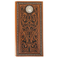 Roper Mens Rodeo Wallet (8138100) Tooled Leather Tan