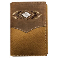 Roper Mens Tri-Fold Wallet (8132100) Diamond Concho Brown/Tan