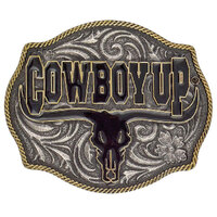 Montana Jewellery Cowboy Up Says the Bull Two-tone Attitude Western Buckle (A354)  [GD]