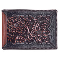 Roper Bi Fold Tooled Leather Wallet (8154100) Dark Brown