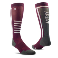 Ariat Unisex AriatTek Slimline Performance Socks (10041195) Mulberry/Ebony One Size