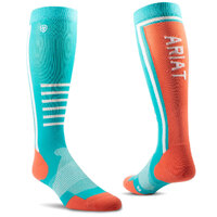Ariat Unisex AriatTEK Slimline Performance Socks (10043932) Viridian Green/Burnt Sienna One Size [SD]