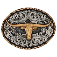 Montana Silversmiths Two-Tone Longhorn Attitude Buckle (A1015P)