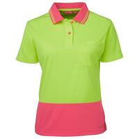 JB's Womens Hi Vis S/S Polo (6LHCPEI) Lime/Pink [GD]