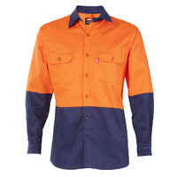 Jonsson Mens Hi Vis L/S Shirt (G1012) Orange/Navy