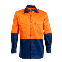 Jonsson Mens Air Hi Vis  L/S Work Shirt (G1025) Orange/Navy [GD]