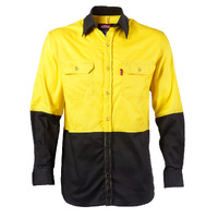 Jonsson Mens Air Hi Vis  L/S Work Shirt (G1025) Yellow/Black [SD]
