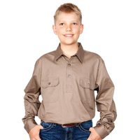 Just Country Boys Lachlan Half Button Work Shirt (30303) Brown