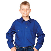 Just Country Boys Lachlan Half Button Work Shirt (30303) Cobalt