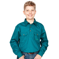 Just Country Boys Lachlan Half Button Work Shirt (30303) Forest Green