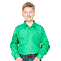 Just Country Boys Lachlan Half Button Work Shirt (30303) Ivy Green